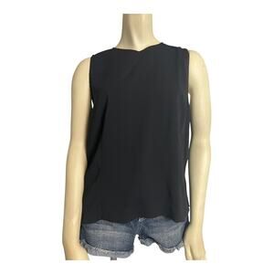 Yansi Fugel Sleeveless High Neck Tank Top Black Womens Size L Casual Whimsy Chic